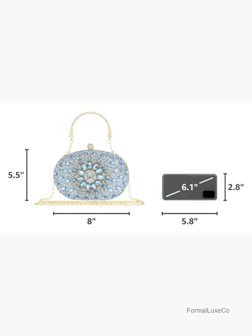 Rhinestone Clutch Evening Bag Crystal Gemstone Round Pearl Clasp Handbag for - Picture 3 of 7